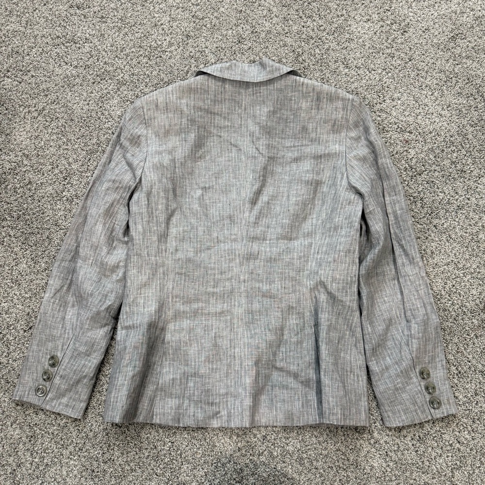 Jones New York Suit 100% Linen Grey Striped 2 Button Blazer Women’s US 10 - Picture 9 of 14